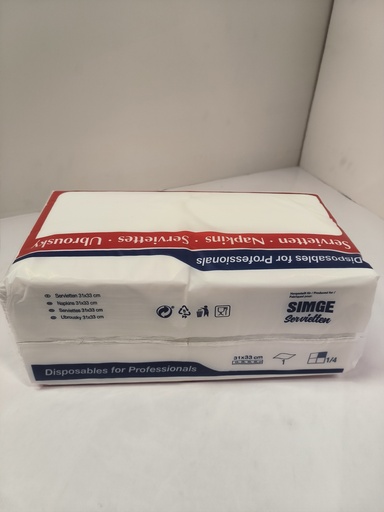 Servet 1laags 33x33cm Wit -9st