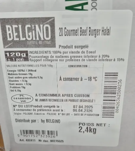 [430791] BURGER BEEF GOURMET (120gr) -2,4kg
